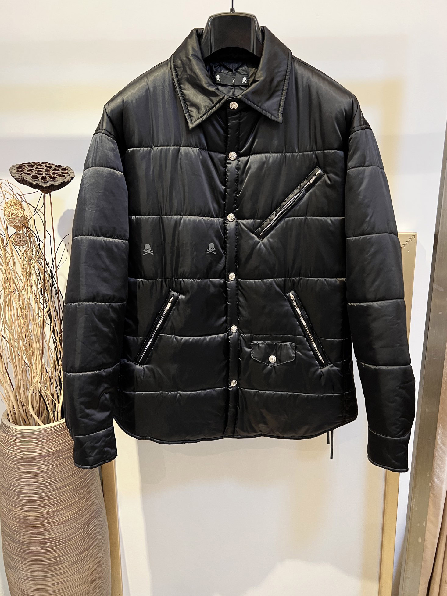 

Autumn winter new brand mens jackets fashion zipper pocket stitching single breasted luxury black cotton padded jacket highquality top designer jacket