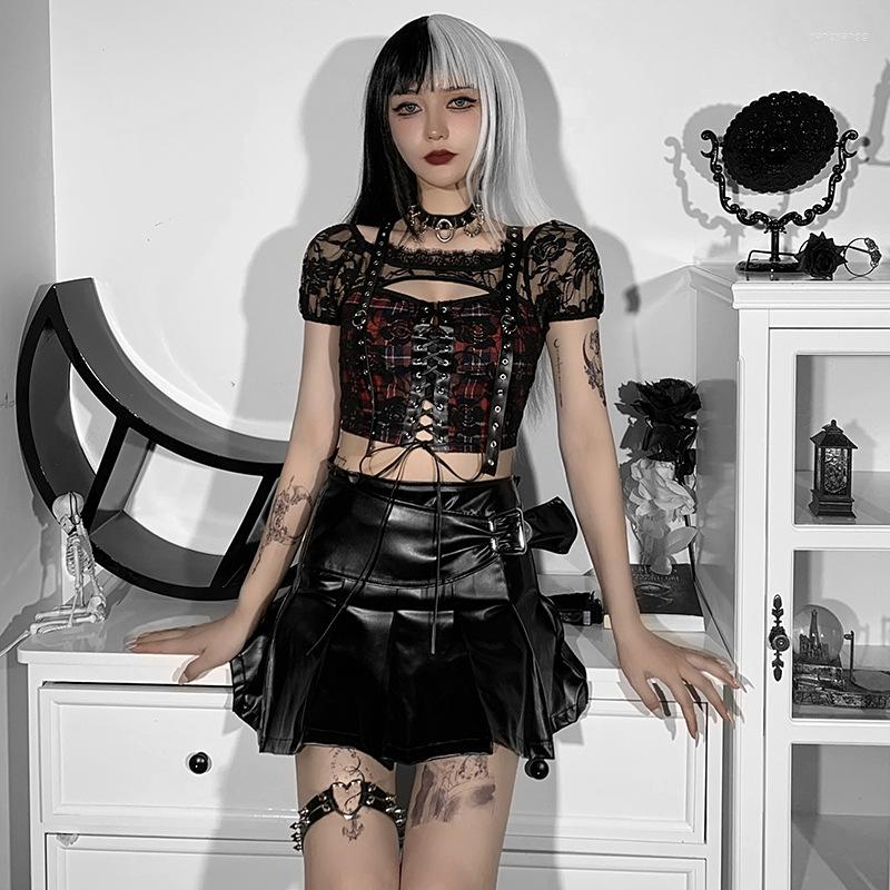 

Women' T Shirts Dark Wind European And American Summer Lace Perspective Cropped Vest Straps Strapless Mesh T-shirt, Picture color