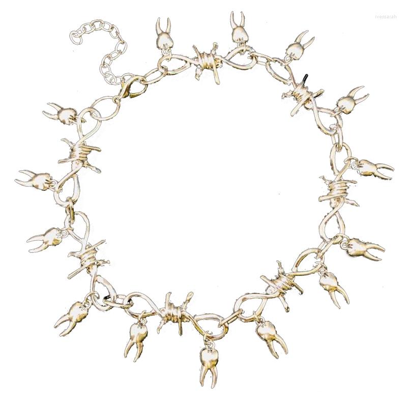 

Choker Men's Retro Personality Trendy Hip-hop Punk Thorns Tooth Necklace Alloy Pendant Street Shooting Fashion Jewelry