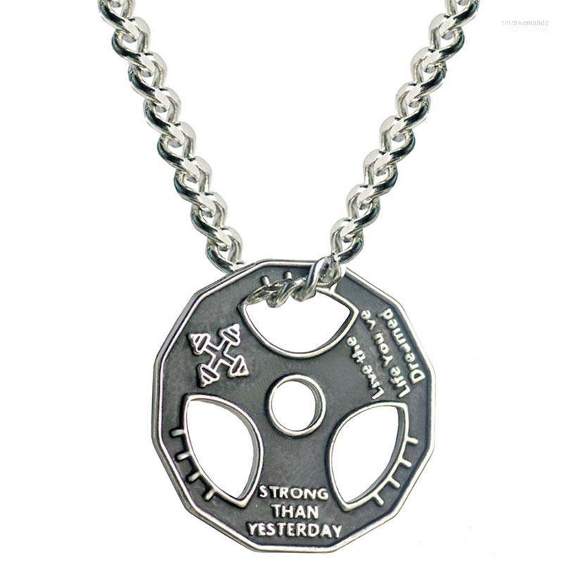 

Pendant Necklaces Dumbbell Necklace Stainless Steel Chain Weight Plate Barbell Men Women Gym Hippie Motivation Hip Hop Jewelry