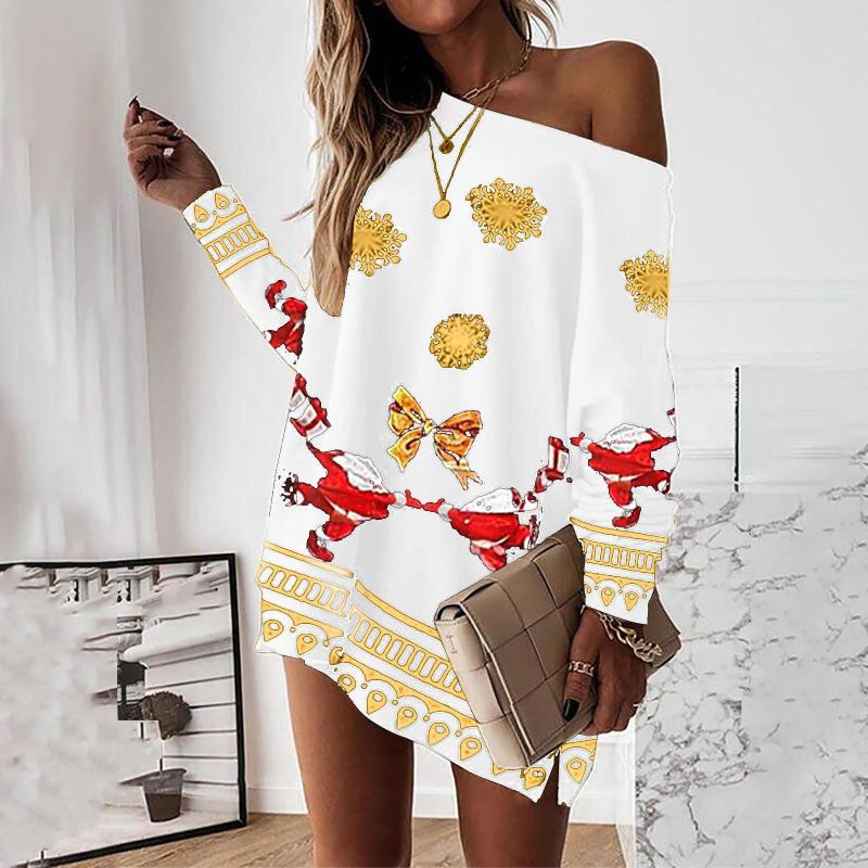 

Women' Hoodies Sweatshirt Dress Women Christmas Print Anime Elk Hoddies Fashion Casual Pullovers 2022 Strapless Women' Blouses