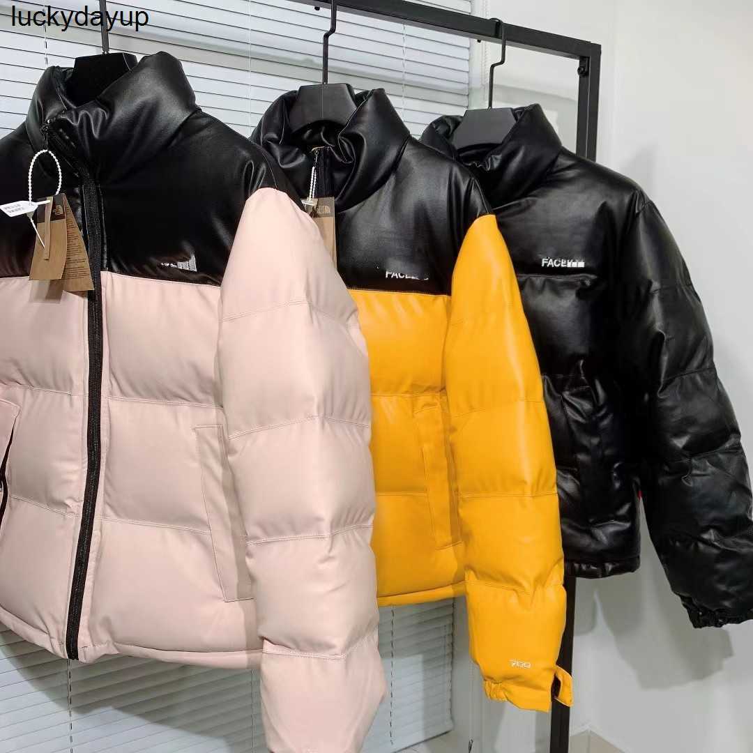

new Men's Down designer the fashion brand embroidered face men's women's jacket for lovers Streetwear down, Yellow