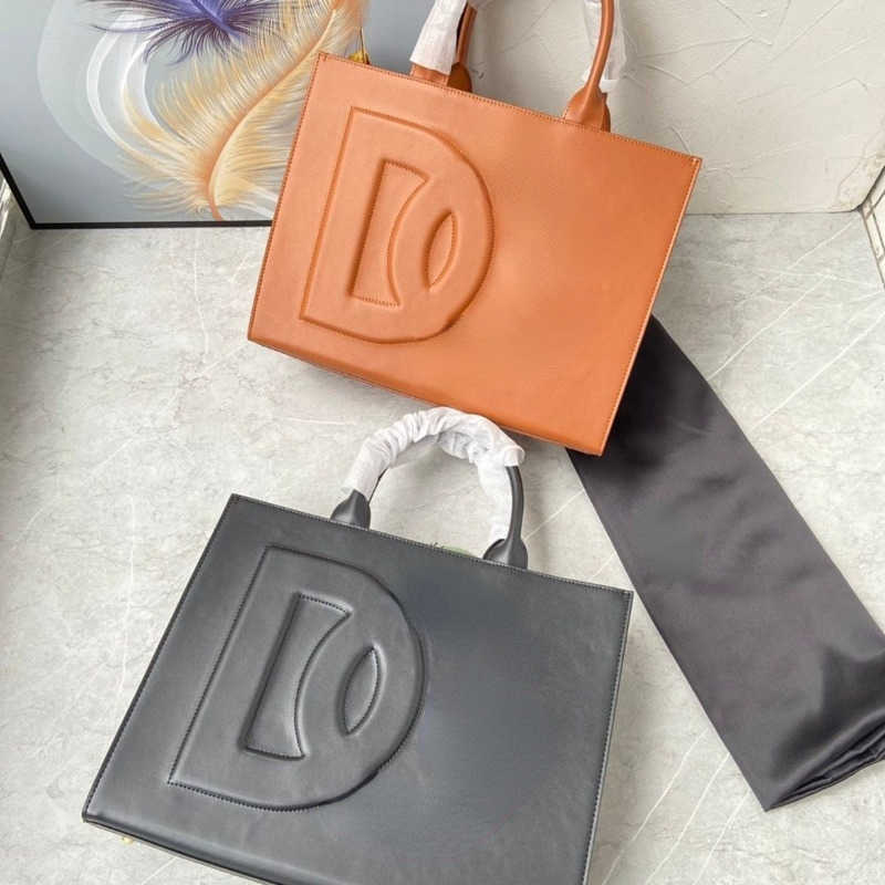 

Sicily designer bags D large capacity Tote men's handbag leather fashion armpit Bag women's high-end handbags square larges totes bag 37cm, Grey