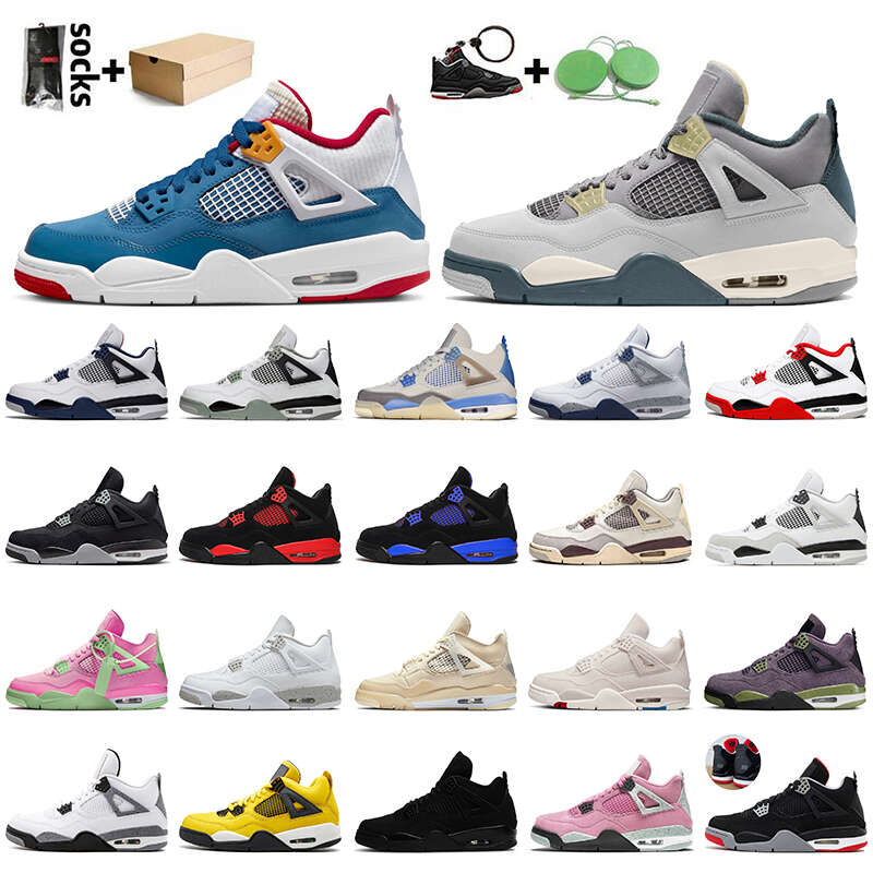 

4s Messy Room Basketball Shoes With Box Jumpman 4 Midnight Navy Sea Military Black Cat Red Thunder White Oreo Sail Pink Craft Bred Women, A13 canyon purple 40-47