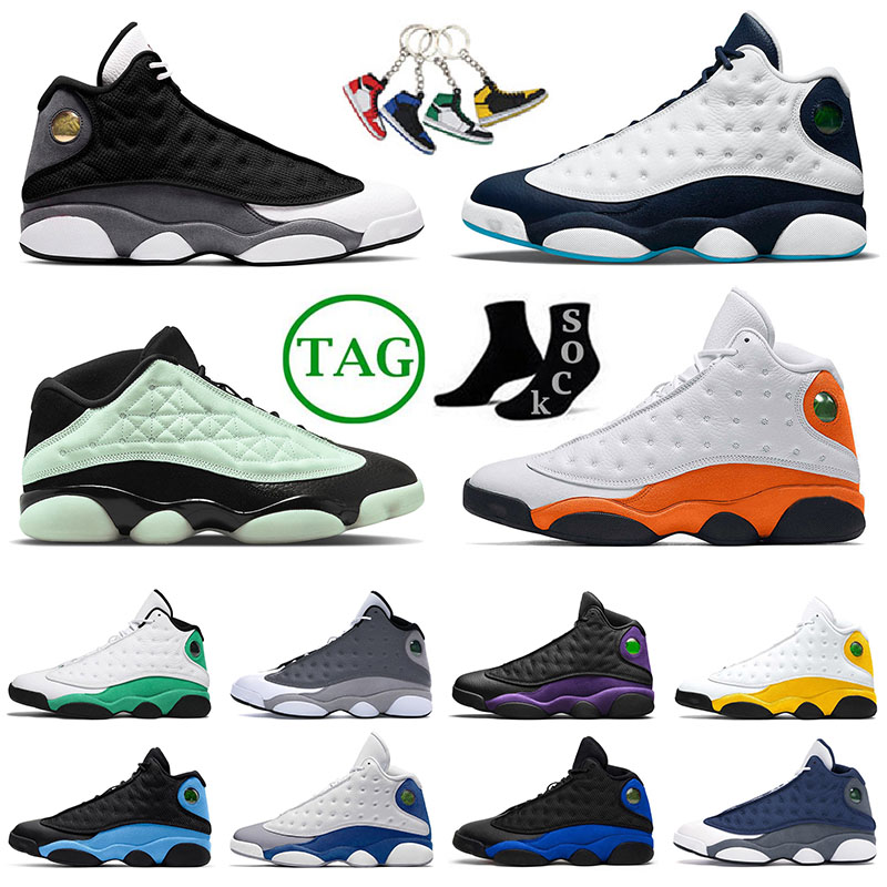 

J13 13 Jumpman Men Women Basketball Shoes US 13 Black Flint French Blue Sports Singles' Day Trainers Obsidian Brave Blue Del Sol Court Purple Lucky Green 13s Sneakers, 36-47 black