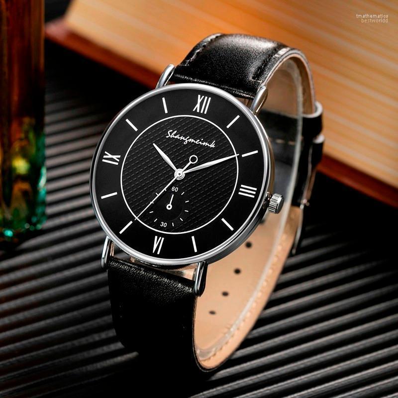 

Wristwatches Business Geneva's Men's Belt Watch Fashion Blu-ray Roman Stainless Steel Luxury Black Quartz Bracelet WatchesWristwatch