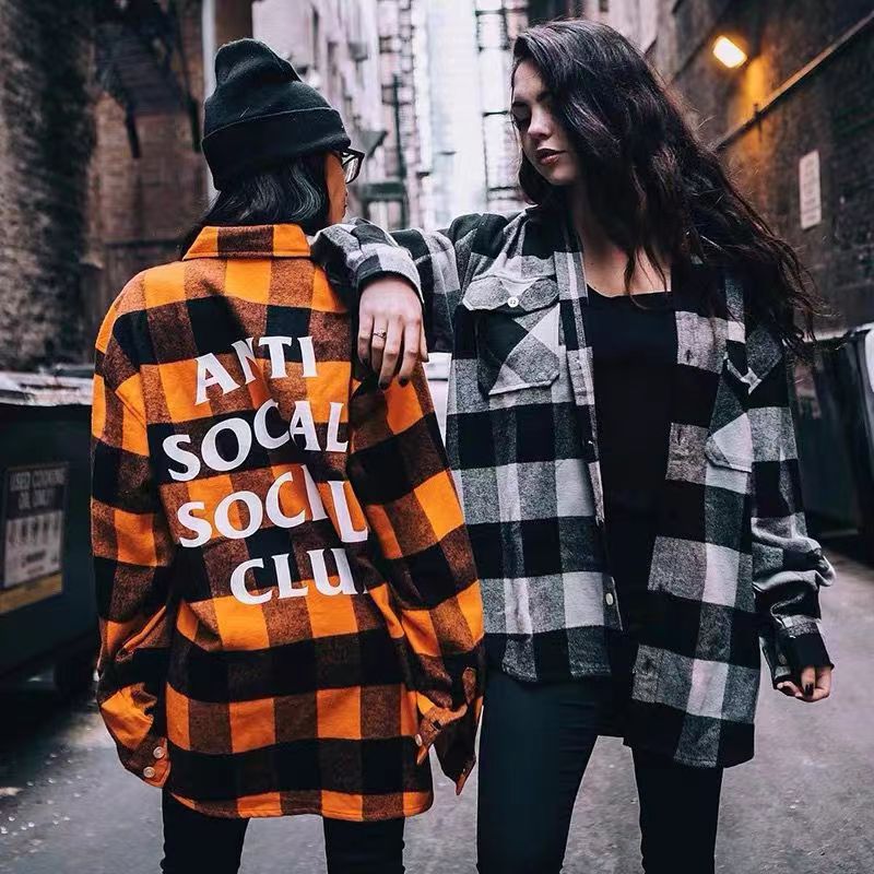 

Chic High Street shirt OP07 flannel plaid men's and women's tie-dye cherry blossom long sleeved coats, Customize