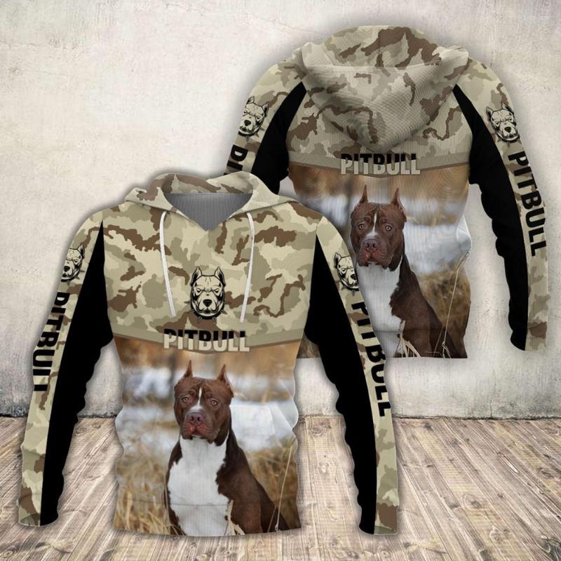 

Women' Hoodies Love Pitbull Dog Camo 3D All Over Printed Men Women Fashion Harajuku Sweatshirts Unisex Casual Zipper Tops, Beige