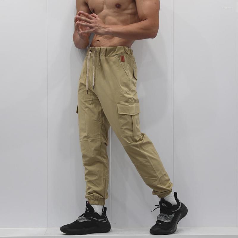 

Men's Pants Men Casual Workout Streetwear Cargo Multi-pocket Autumn Trousers Elastic Drawstring Sweatpants, Gray
