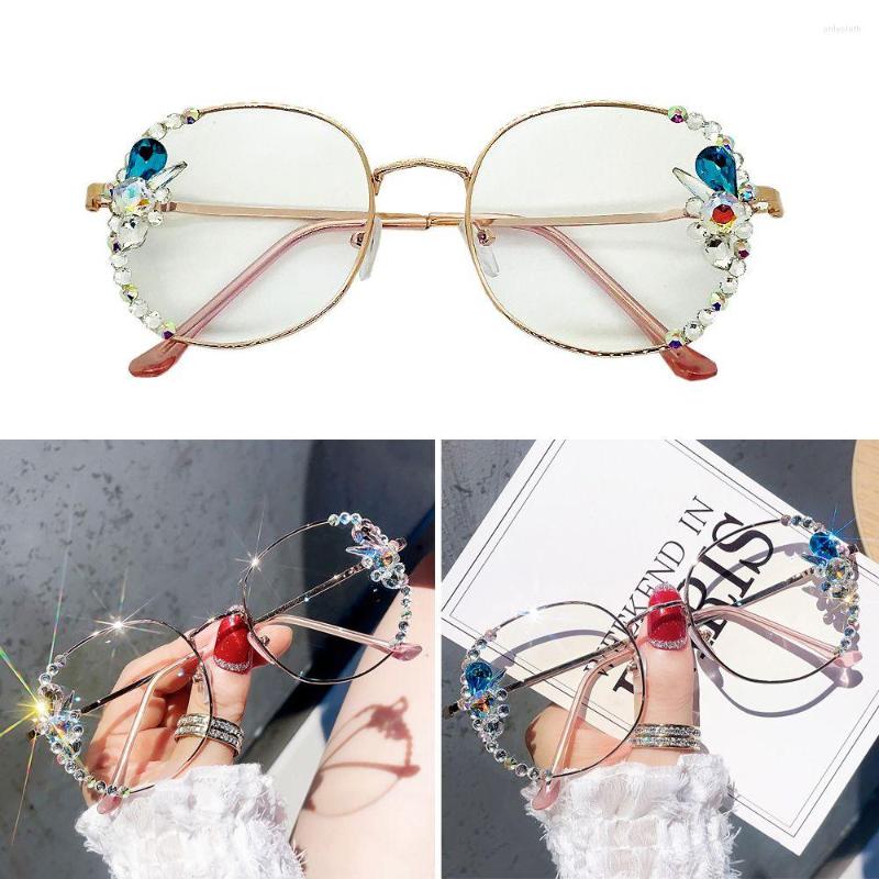 

Sunglasses Women Rhinestones Anti-Blue Light Glasses Retro Oversized Eyeglasses Office Computer Goggles Eye Protection Decorative