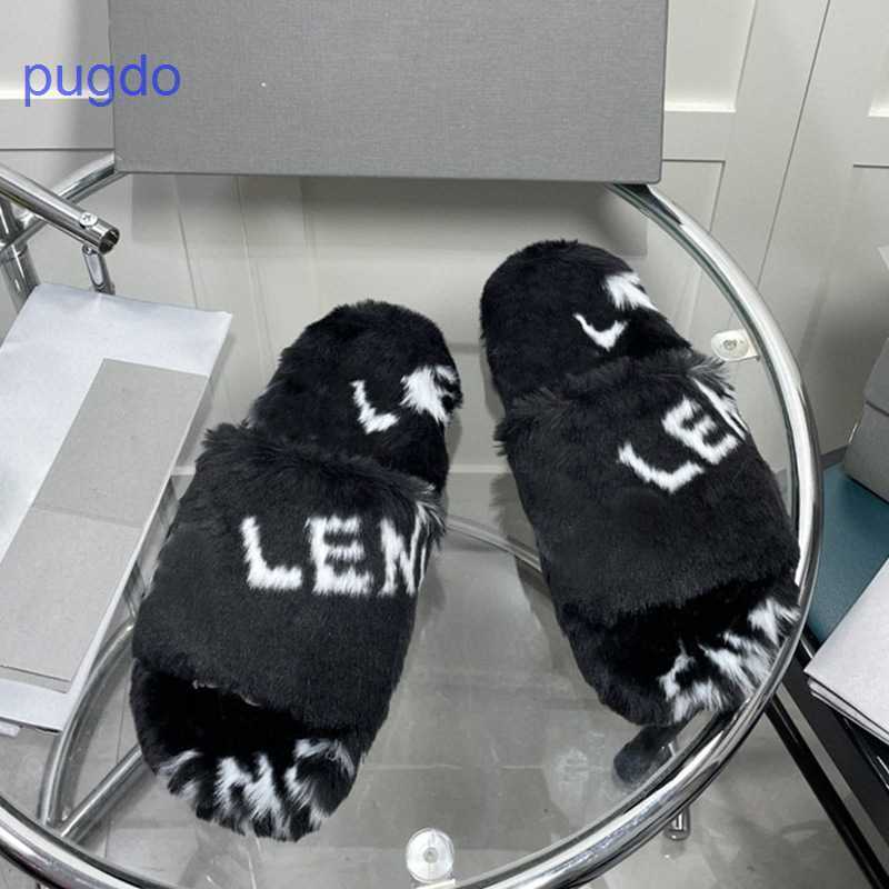

Designer Balencigas Winter Slippers online shop Family B wool one letter slippers women's new autumn and winte, White