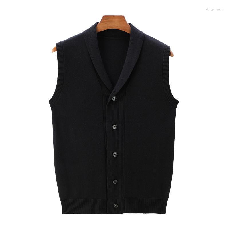 

Men's Vests Men 26.5% Wool Vest Knit Buttons Down Sleeveless Sweater Cardigan Turndown Collar Thick Basic For Autumn Winter Black 002K-3201