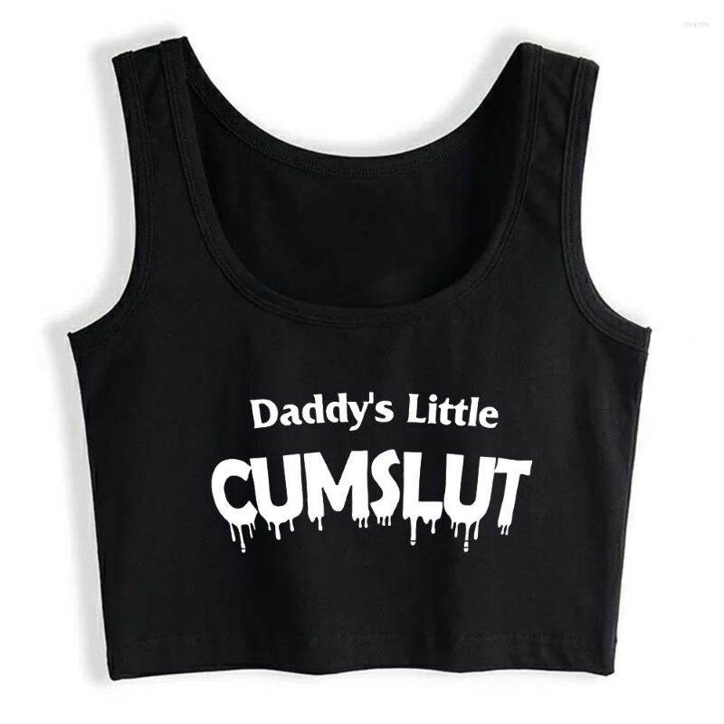 

Women' Tanks Daddy ' Little Cumslut Print Tank Top Volwassen Humor Fun Flirty Harajuku Yoga Sport Workout Crop Gym Tops, Black