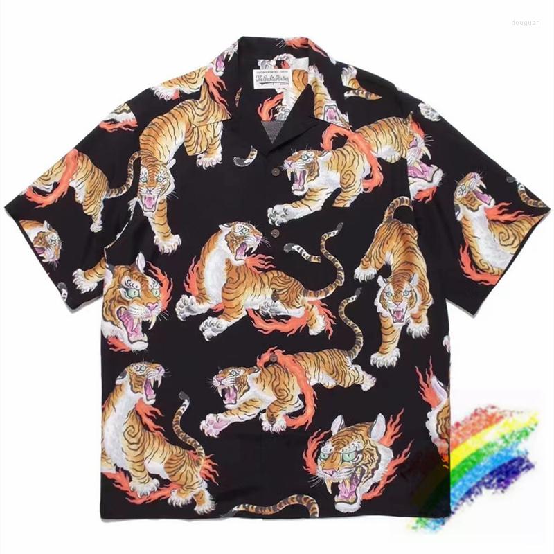 

Men' Casual Shirts Black Tiger WACKO MARIA Shirt Men Women 2022ss Hawaiian