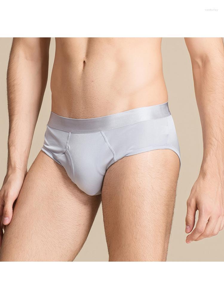 

Underpants High Quality Grey Summer Men Grade Mulberry Silk Underwear Real Double Knitted Shorts Comfortable Triangular Breathable, Blue