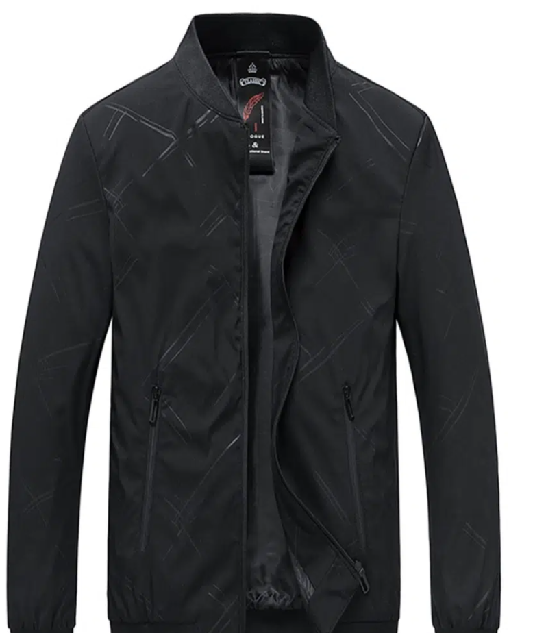 

Men's Geo Print Zipper Bomber Jacket / Length Long Sleeve Regular, Black