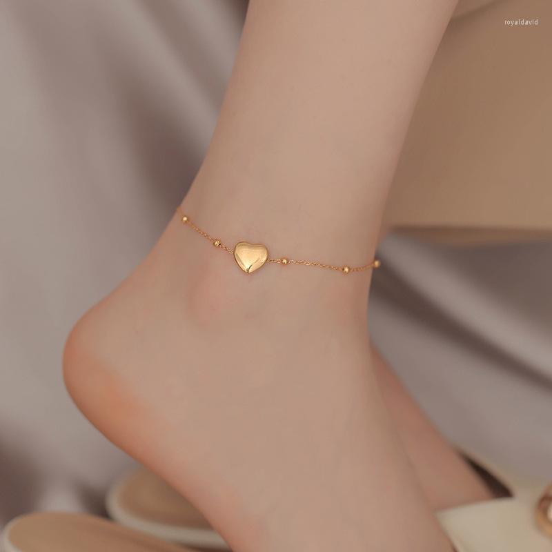 

Anklets Summer Style Stainless Steel Anklet Ball Beads Love Gold For Women's Jewelry Gifts