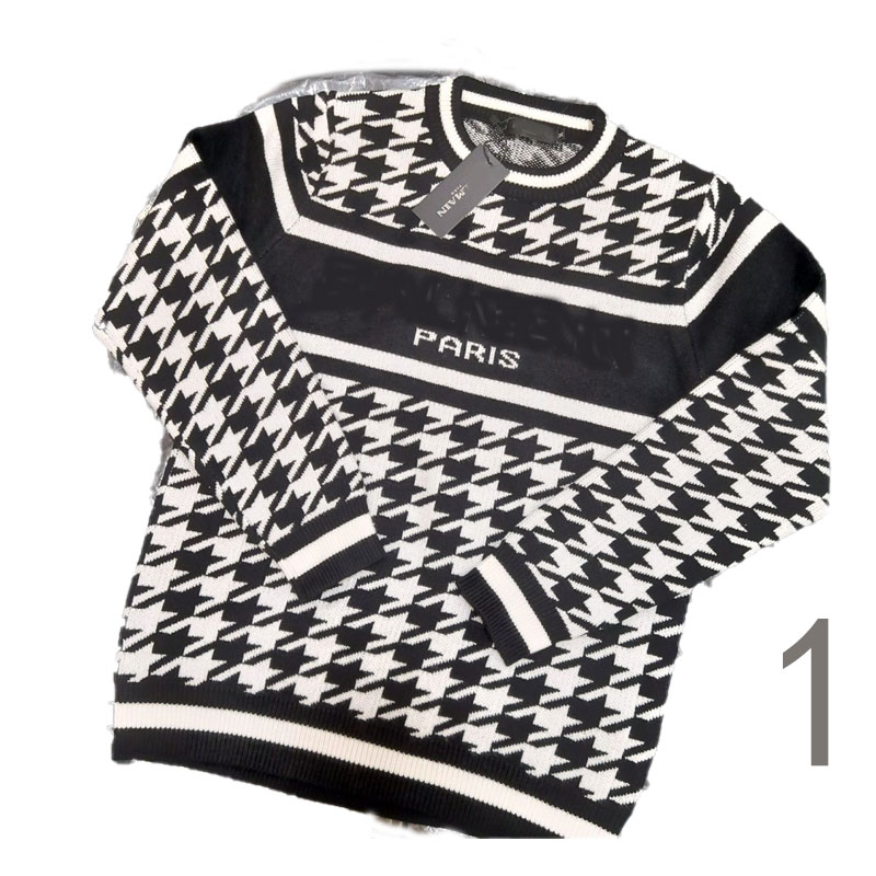 

Luxury Quality Mens sweaters crew neck designer men classic sweater knit pattern warm sweatshirt pullover Men Womens Designers man Clothing Winter Clothes PDD 02, Black