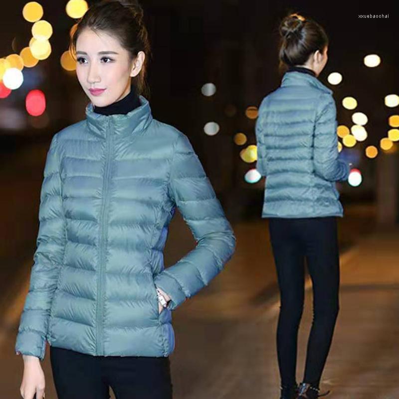 

Women's Trench Coats Down Cotton Jacket Women 2022 Autumn Winter Stand Collar Zipper Stort Slim Casual Small Coat Clothing, Carrier noble blue