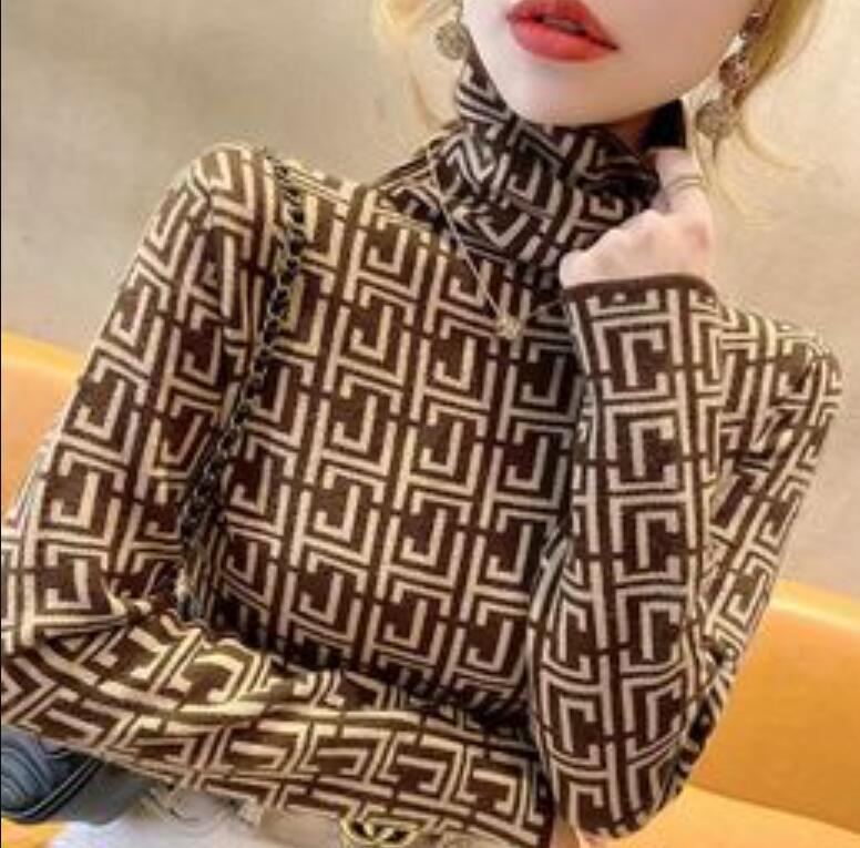 

Womens sweater for Designer stretch turtleneck for keeps warm letter ribbed knitted pullover Y2k new fashion punk top, 17
