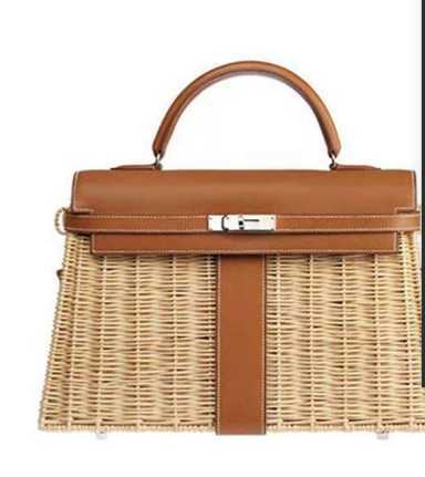 

Designer Herme bags handbag Vegetable 2022 new women's rattan woven hand messenger small, Black trumpet