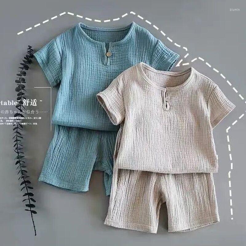 

Clothing Sets Summer Children Clothes Linen Sports For Baby Girl Boy Tshirts 2 Piece Set Kids Toddler 12months To 6Years, Tz2317-blue