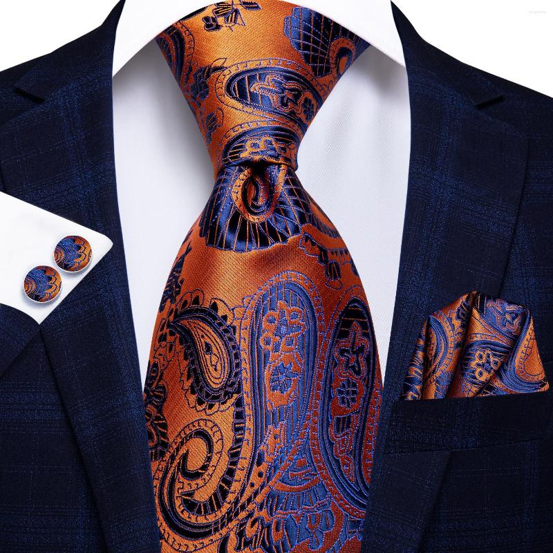 

Bow Ties Hi-Tie Gold Jacquard Paisley Men's Tie Set Hanky Cufflinks 8.5cm Large For Men Designer Silk Wedding Party Necktie