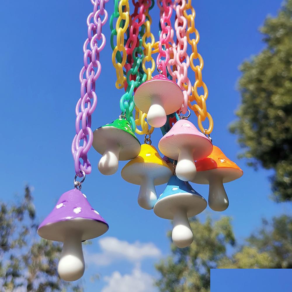 

Pendant Necklaces Colorf Resin Mushroom Pendant Necklace For Women Plastic Chain Chokers Wholesale Jewelry Fashion Accessori Sexyhanz Dh34I