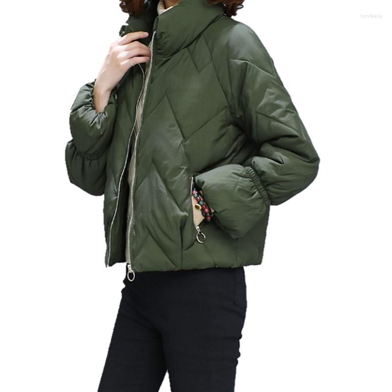 

Women' Trench Coats 2022 Winter Women Cotton Jacket Plus Size Womens Coat Parkas Thicken Outerwear Short Female Slim Padded, Army green