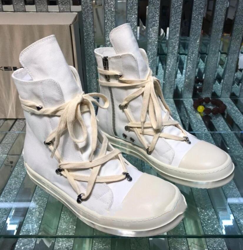 

TopQuality RO Man High Shoes Women Canvas Sneakers Black Black Lace Up Boots 35-44