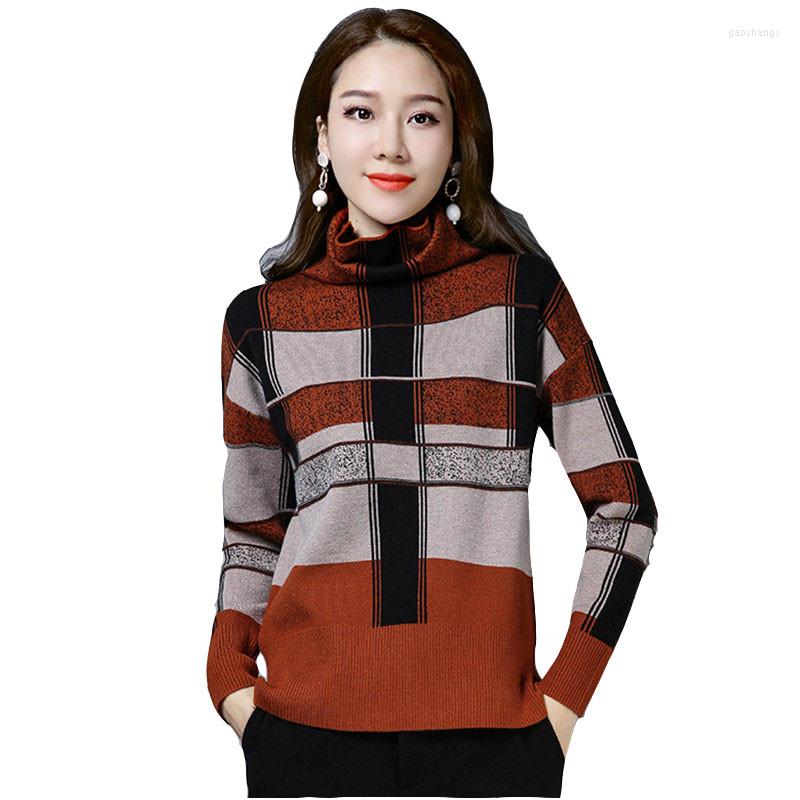 

Women' Sweaters Autumn Women Sweater Vintage Pullover Patchwork Turtleneck Long Sleeve Female Jumper Knitted Tops, Black