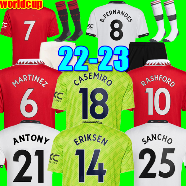 

22 23 ANTONY SANCHO CASEMIRO soccer jerseys PLAYER #7 Fans Player MANS UTDS FERNANDES MARTINEZ SHAW RASHFORD ERIKSEN football top shirt 2022 2023 kids kit set socks, Home