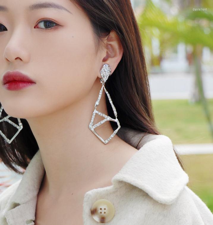 

Backs Earrings Timeless Wonder Fancy Geo Zirconia Clip For Women Designer Jewelry Goth Boho Non Pierced Rare Runway 3372