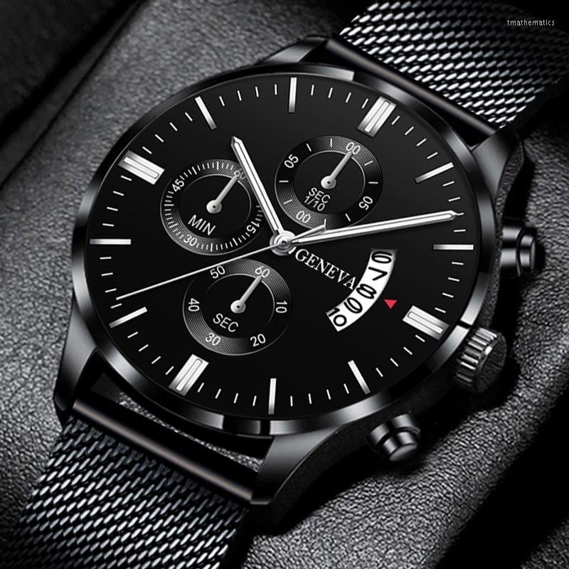 

Wristwatches Men Watches Luxury Stainless Steel Mesh Belt Calendar Watch Business Quartz Relogio MasculinoWristwatches WristwatchesWristwatc, Black gold