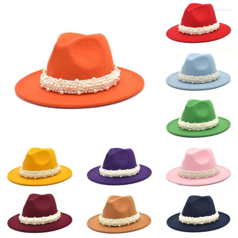 

Berets Jazz Fedora Hats Wedding Women Pearl Felt Hat White Elegant Ladies Woolen Panama Trilby Formal Party CapBerets, Red