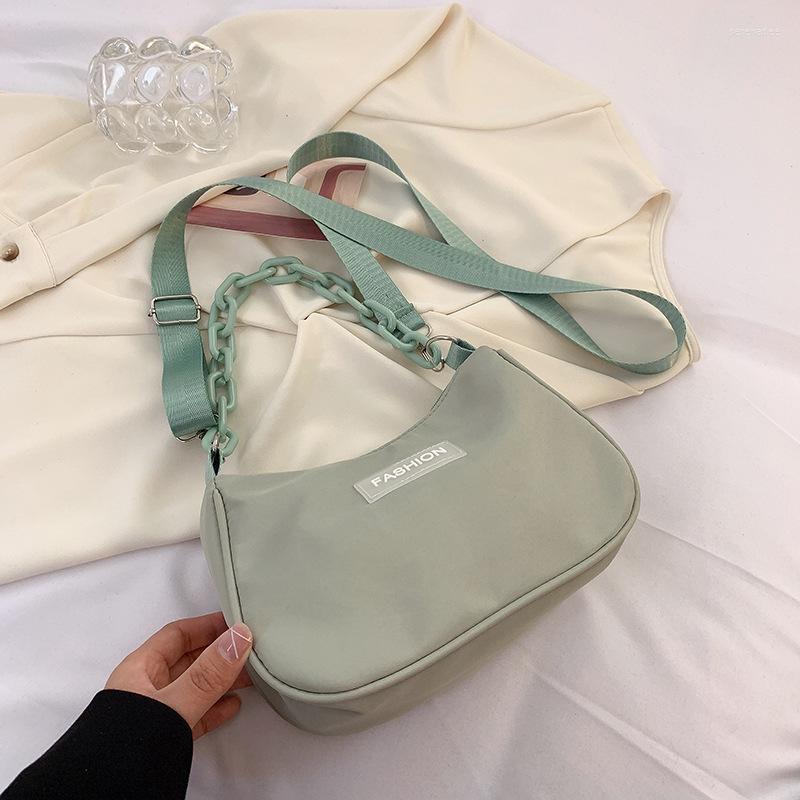 

Evening Bags Nylon Small Crossbody Bag For Women 2022 Fashion Female Shoulder Underarm Solid Students Canvas Purse Bolsas Korean Simple, Green