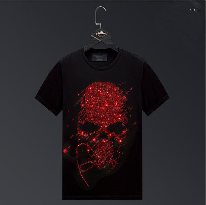 

Men's T Shirts 2022 Summer Shirt Mens Cotton T-shirts Tee Short Sleeve High Quality Rhinestones Tshirt TOPS, As shown