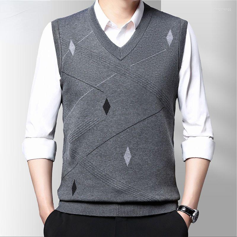 

Men's Vests Classic Style Men's V-neck Knit Vest Sweater Business Fashion Casual Sleeveless Pullover Tops Male Brand High Quality Z14, Zhonghui