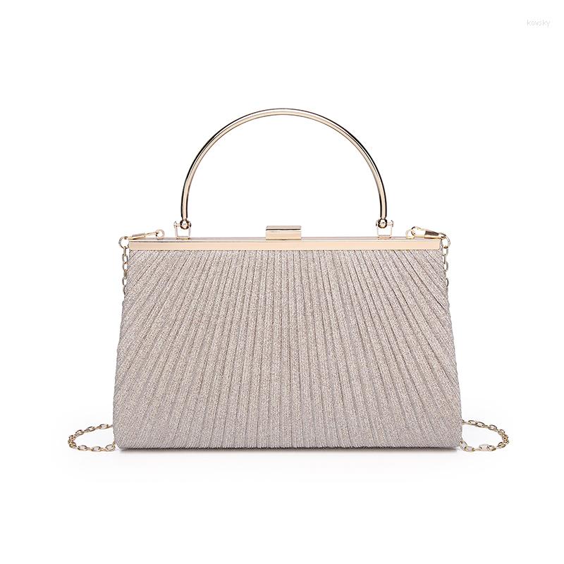 

Evening Bags Women Clutch Bag 2022 Fashion Pleated Glitter Ladies Shoulder Party Crossbody Wedding Banquet Handbag Bolsas Mujer, Black