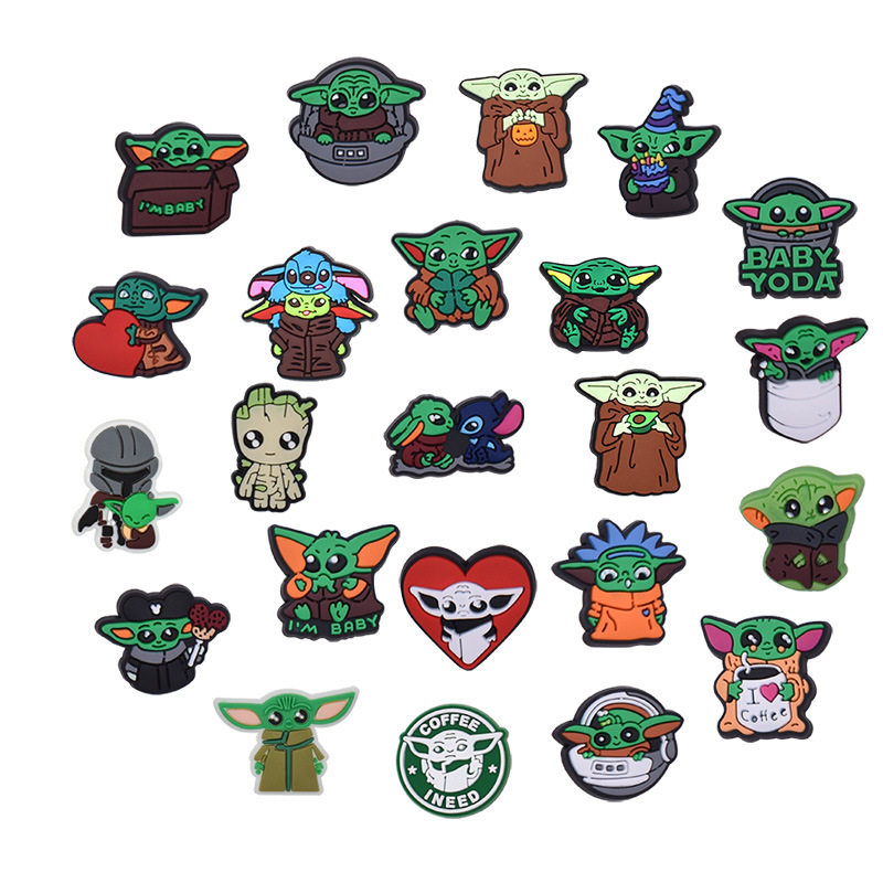 

Anime charms wholesale childhood memories funny gift baby green elf cartoon charms shoe accessories pvc decoration buckle soft, Equally mixed colors
