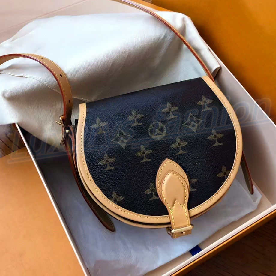 

Luxurys Designers Bags 7A quality M44860 Totes TAMBOURIN Genuine leather fashion Saddles bag Shoulder pockets handbag Women's men crossbody the Horseshoe weekend, Brown