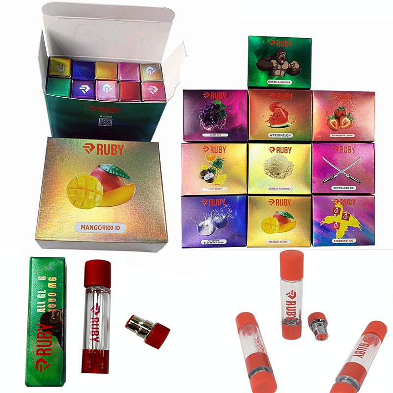 

Ruby Atomizers Full Glass Thick Oil Snap On Wax E Cigarettes 1Ml 510 Thread Empty Vape With Packaging 10 Color