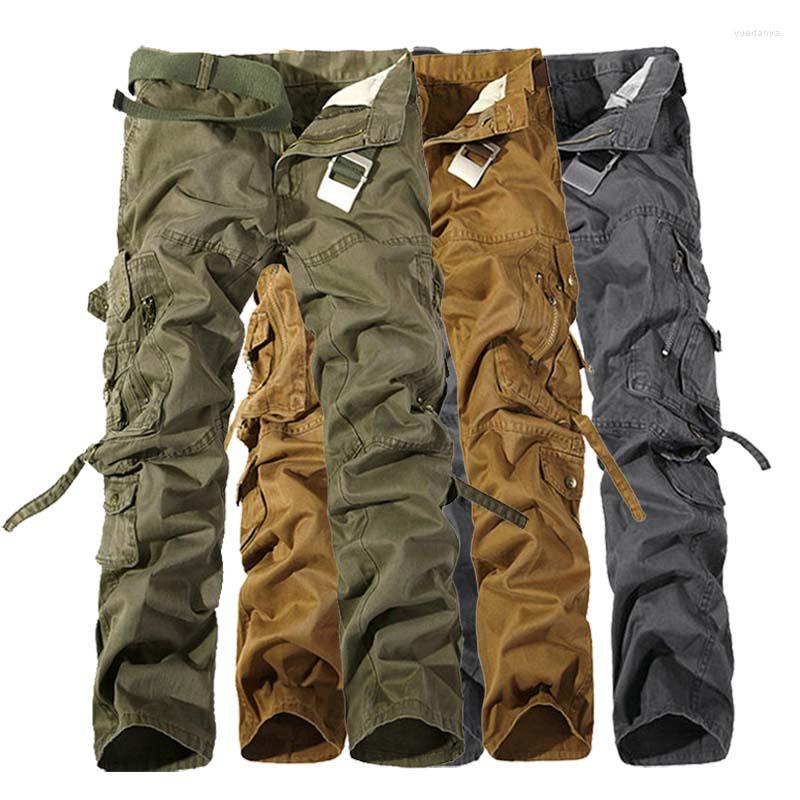 

Men's Pants Multi-pocket Cargo Men Autumn Military Style Solid Washed Work Trousers Mens Cotton Loose High Quality Tactical Army Pant, Black