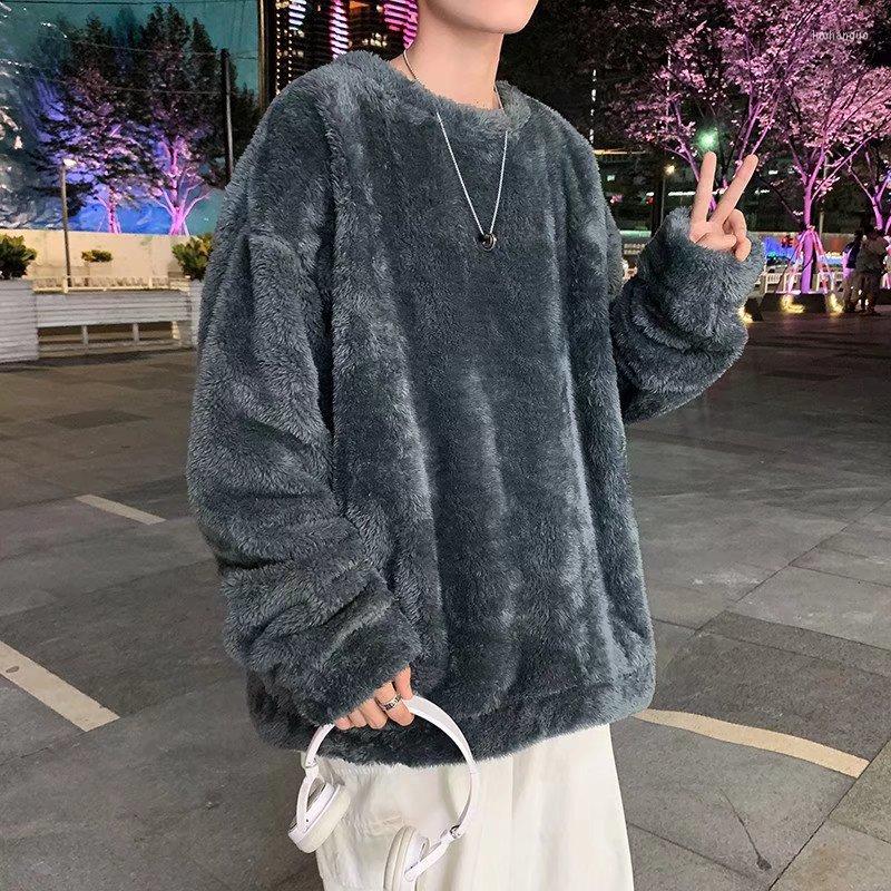 

Men' Hoodies Autumn Winter Oversize Sweatshirt Round Collar Hoodie Men Simple Loose Lovers Original Style Streetwear Clothing, White