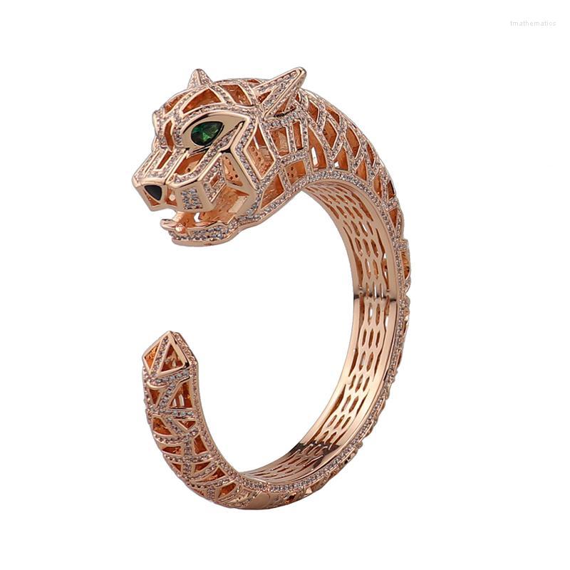 

Bangle Luxury High Quality Fashion Leopard Big BRACELET COPPER Zircon Dubai Dance Gift B1312Bangle