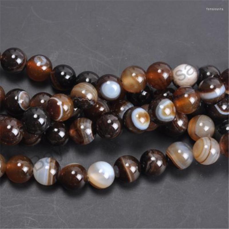 

Beads Coffee Stripe Agate Bead Naural Loose Spacer 4/6/8/10 Mm For Jewelry Making DIY Bracelet Gift