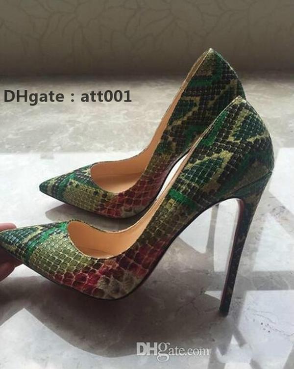 

Red-Bottoms Christians Black Women Pumps Snake Shoes Woman Red Pointed Toe High Heels Shoes Luxury Designer Wedding Bridal Shoes Sexy BWQ