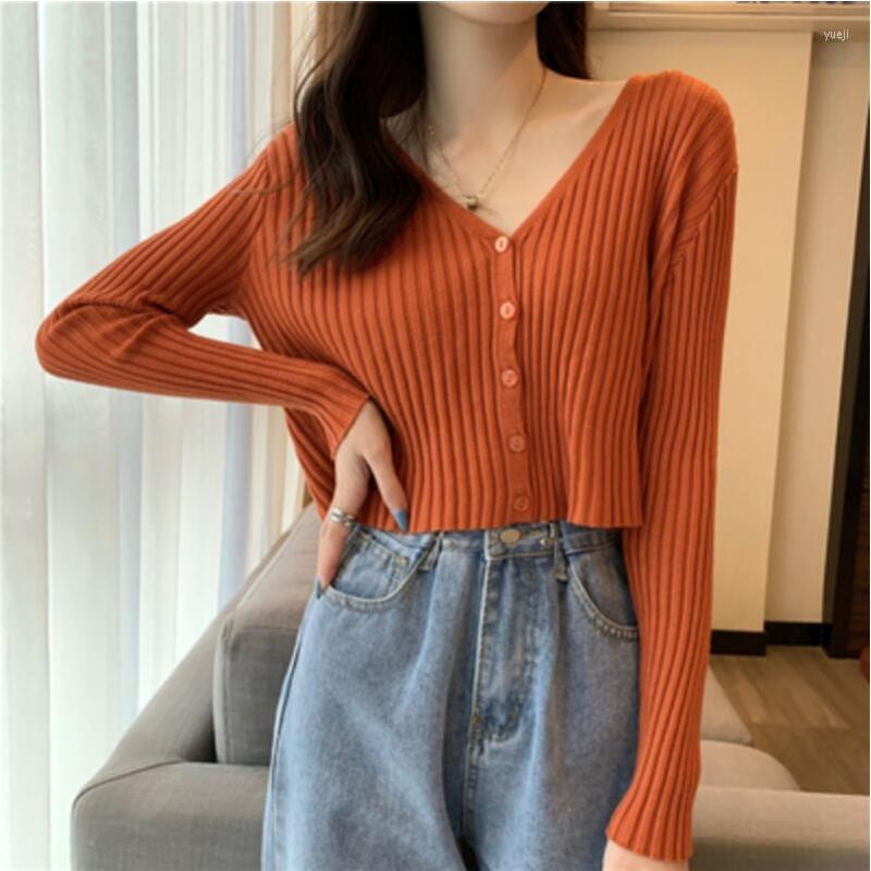 

Women's Knits 2022 Autumn Knitted Cropped Cardigan Women Clothes Female Short Cardigans Sexy V Neck Long Sleeve Coats Ladies Outerwear, Gray