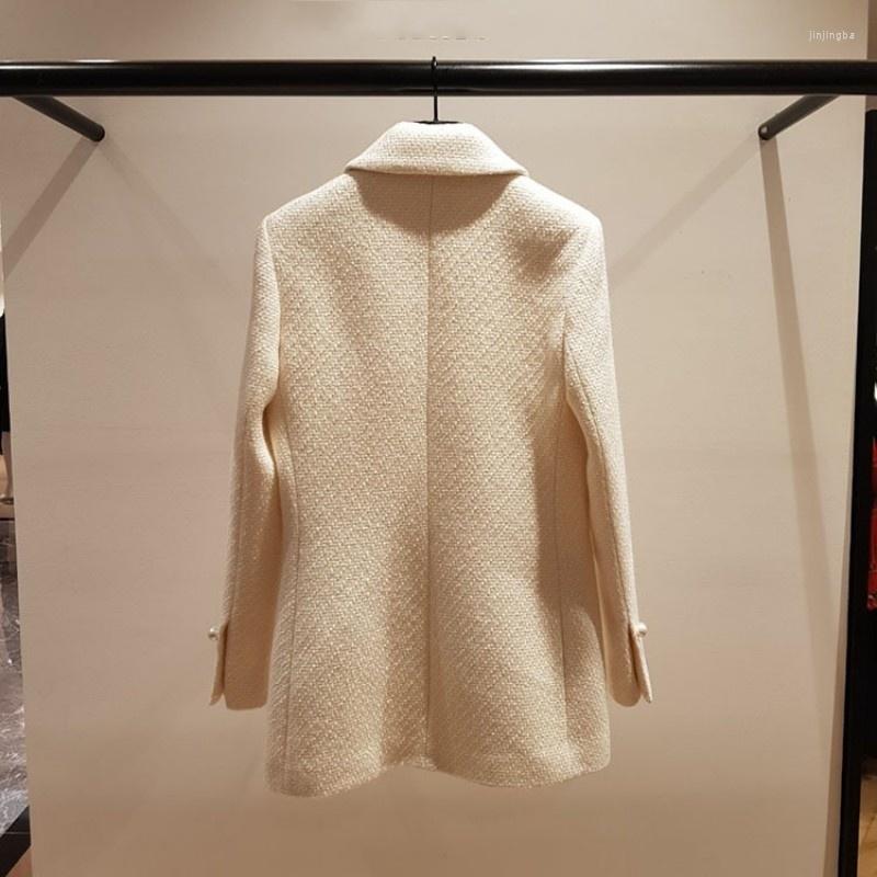

Women' Suits Pearls Elegant Double Breasted White Suit Jacket Office Ladies Slim Fit Casual Blazer Coat Spring Autumn Fashion Women Blazers