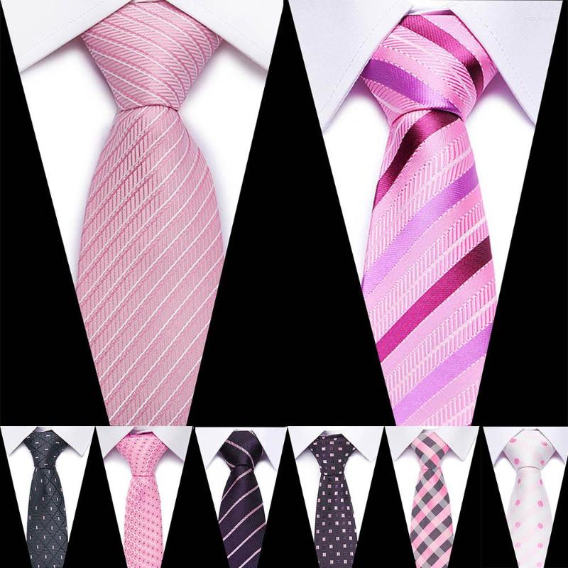 

Bow Ties Pink Tie For Mens Silk Neckties Designers Fashion Men 7cm Slim Skinny